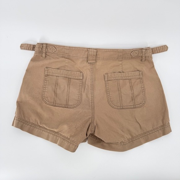 Athleta Organic Cotton Casual Khaki Shorts Side Tabs Casual Summer Size 4 Tan - Picture 2 of 7